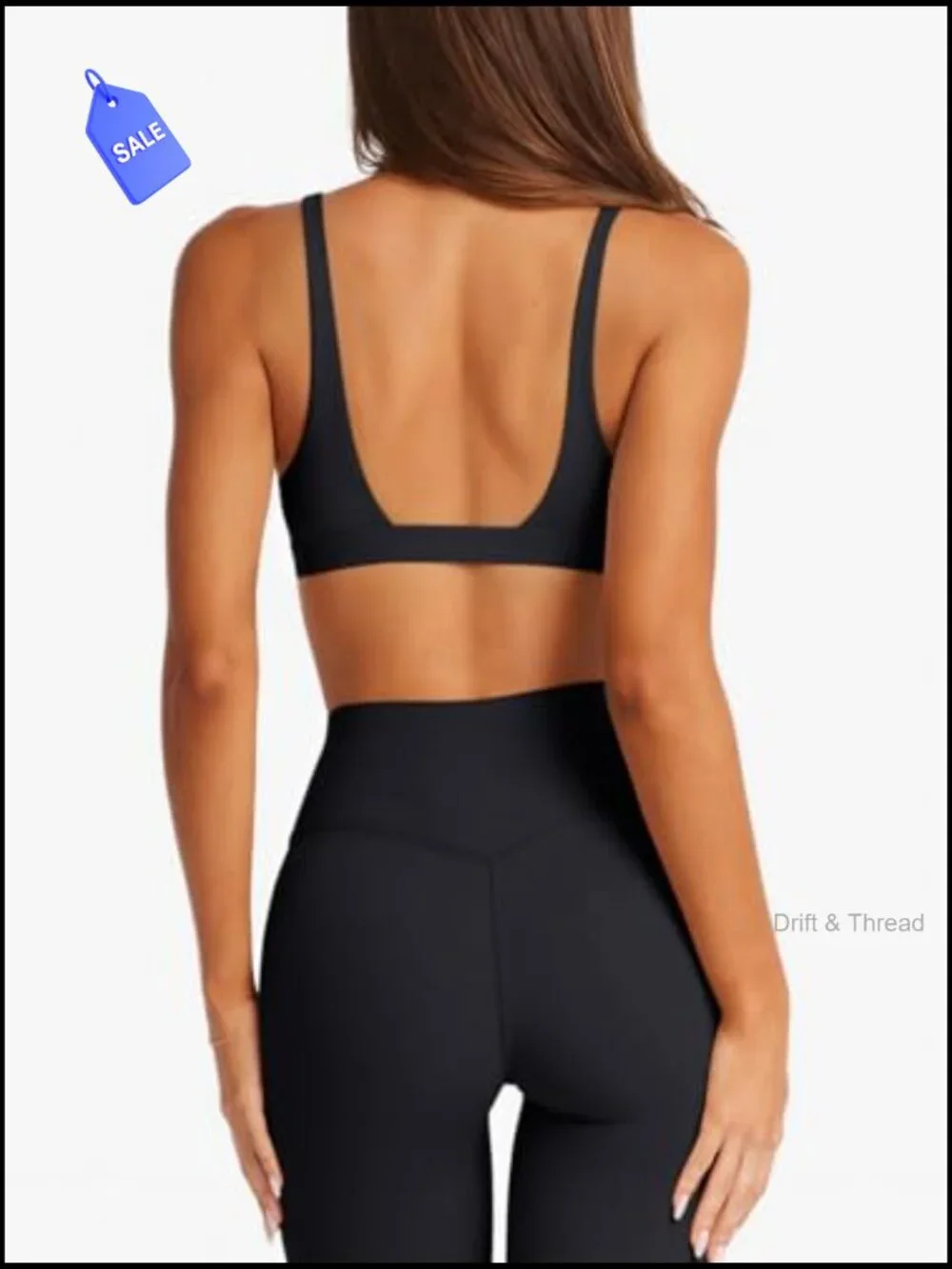 Deep V-Neck Sports Bra Padded Wireless U Back Workout Yoga Crop Top